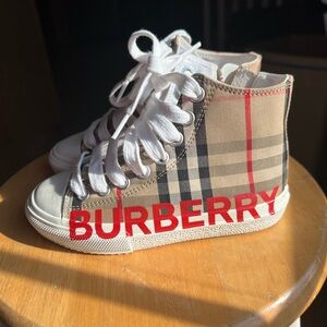Burberry Tan and White Sneakers High-Top